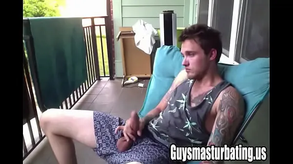 Watch Hot tattooed guy jerking off on his balcony total Videos