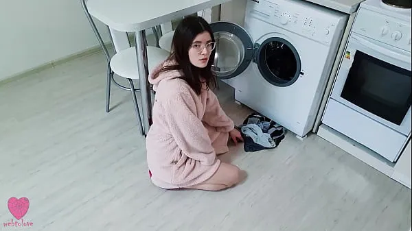 Watch My girlfriend was NOT stuck in the washing machine and caught me when I wanted to fuck her pussy total Videos
