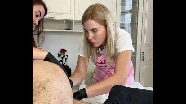 Watch During a shaving lesson, a client Cumshot on my student total Videos