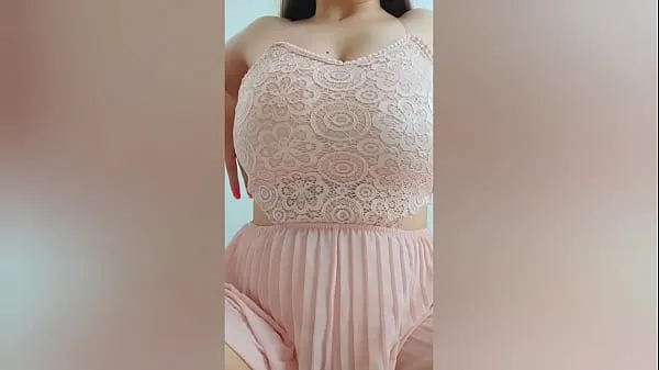 Watch Young cutie in pink dress playing with her big tits in front of the camera - DepravedMinx total Videos