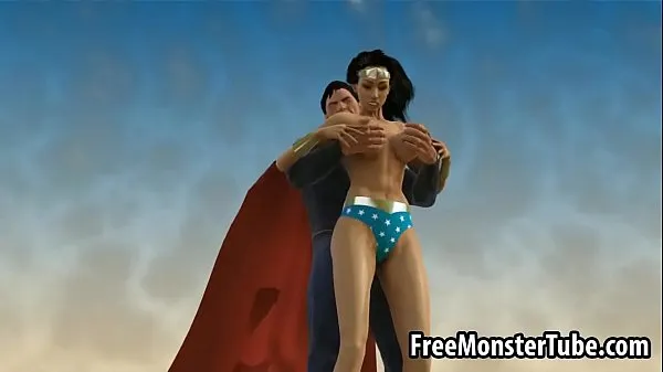 Se 3D Wonder Woman sucking on Superman's hard cock totalt videoer